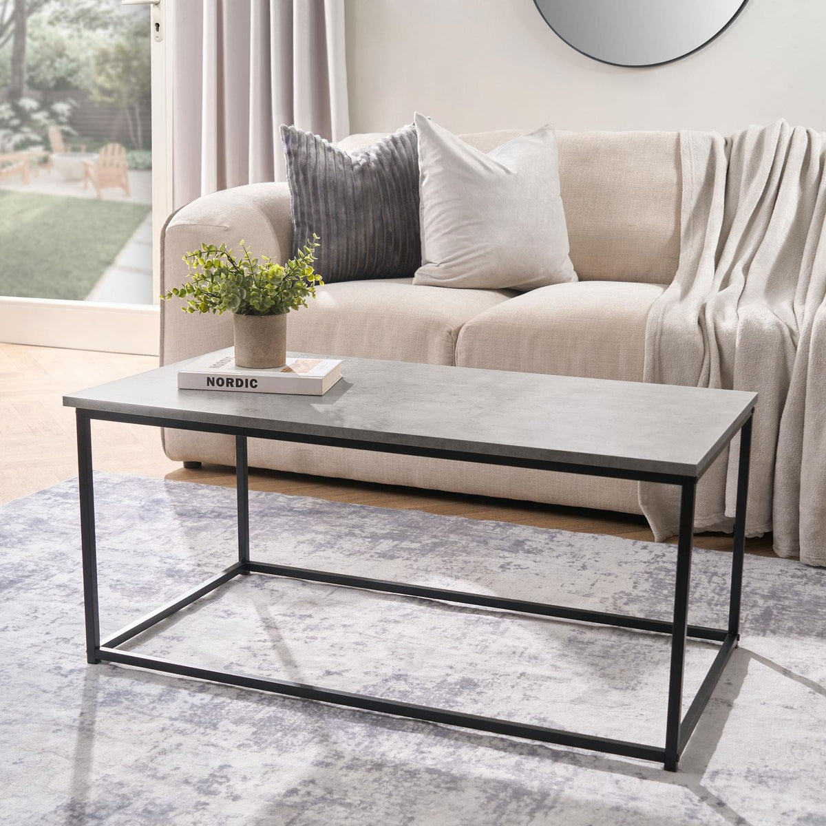 OHS Coffee Table Marble Bedside End Living Room Modern Metal Frame Home Decor