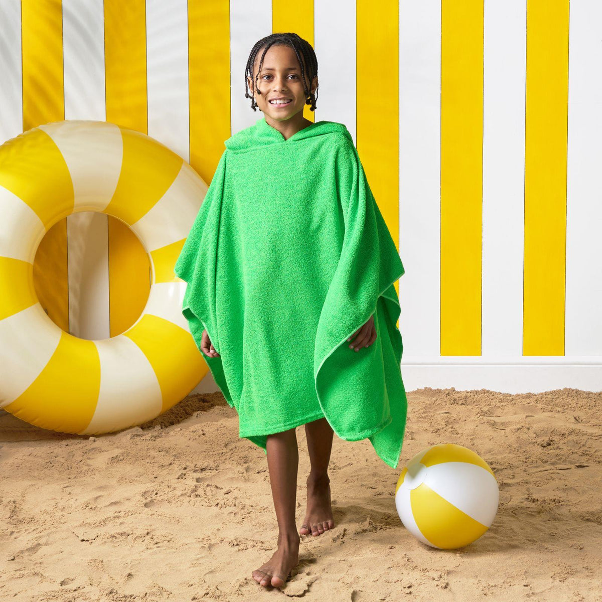 Brentfords Poncho Towel Childrens Absorbent Hood Quick Drying Beach Travel Robe
