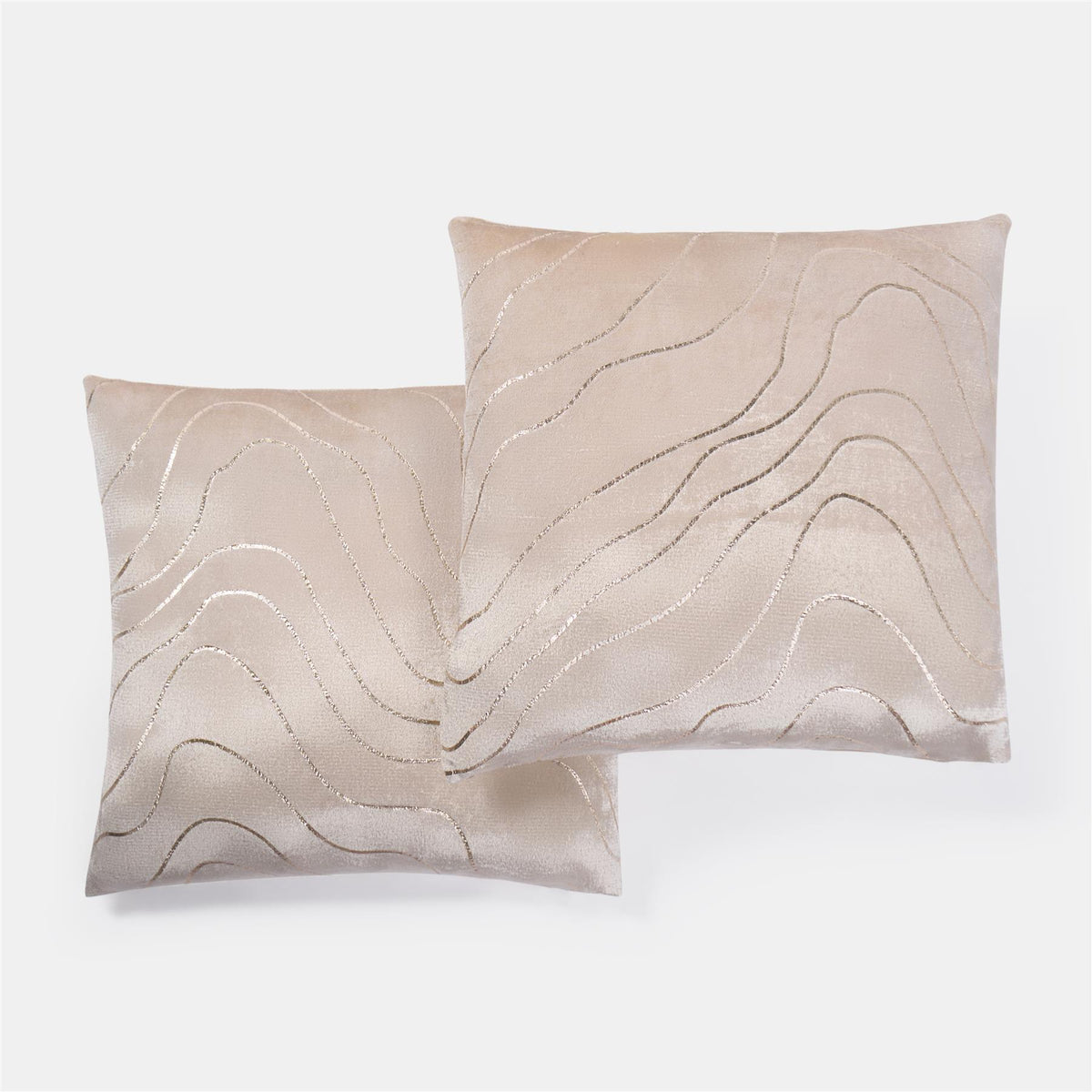 Velvet Cushion Covers Metallic Wave 2/4 Pack of Filled Plump Pads Home Decor Set