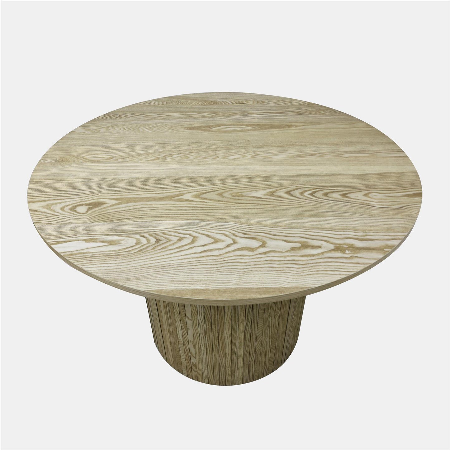 OHS Madison Dining Table Ribbed Wood Effect Round Kitchen Table for 4 People