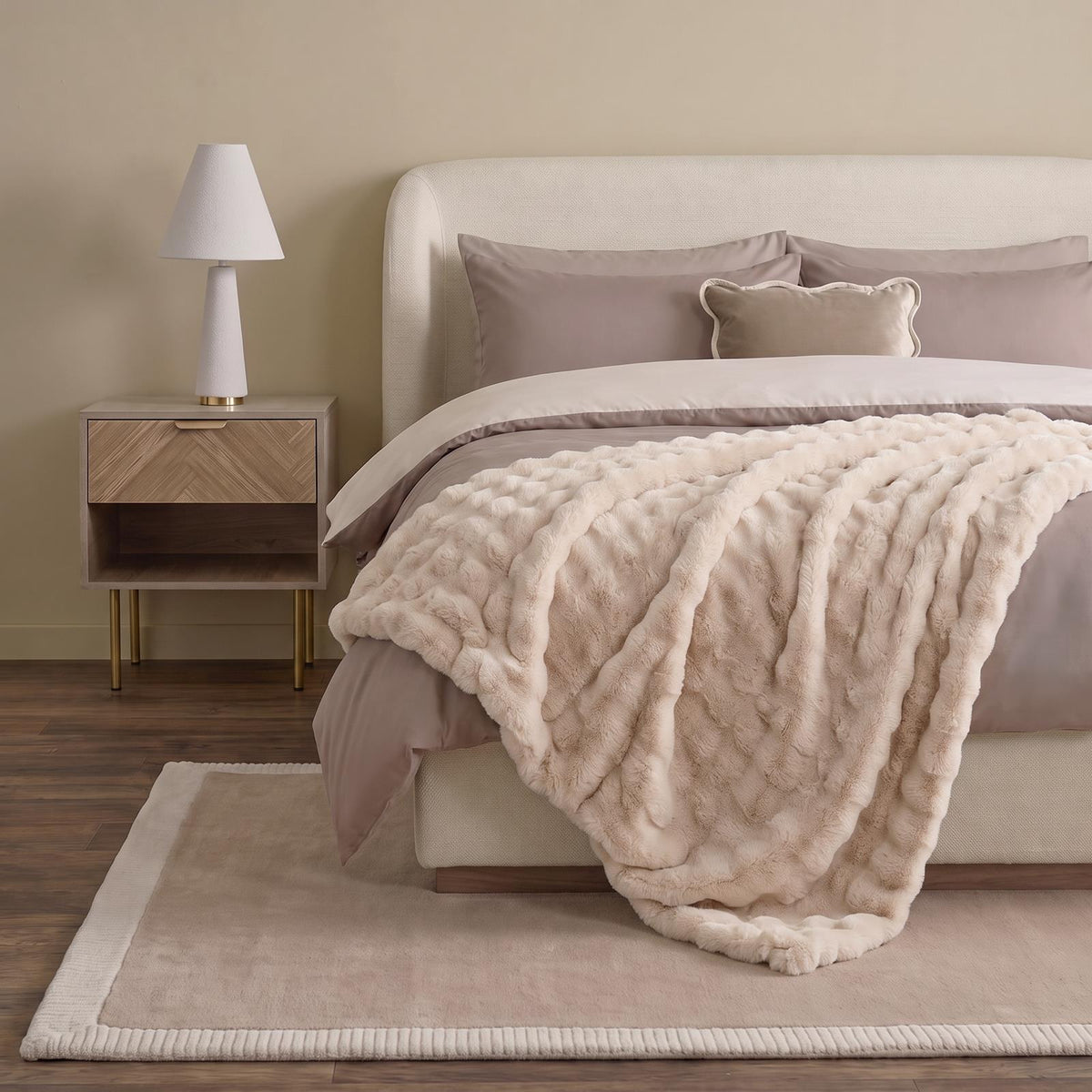 OHS Throw Bubble Faux Fur Blanket Winter Soft Warm Fleece Bedspread