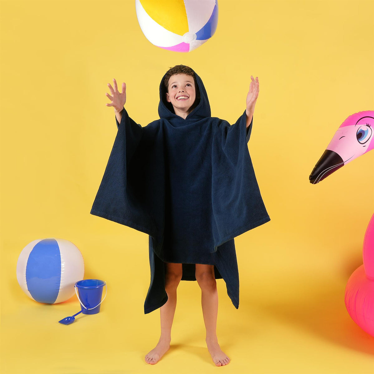 Brentfords Poncho Towel Childrens Absorbent Hood Quick Drying Beach Travel Robe