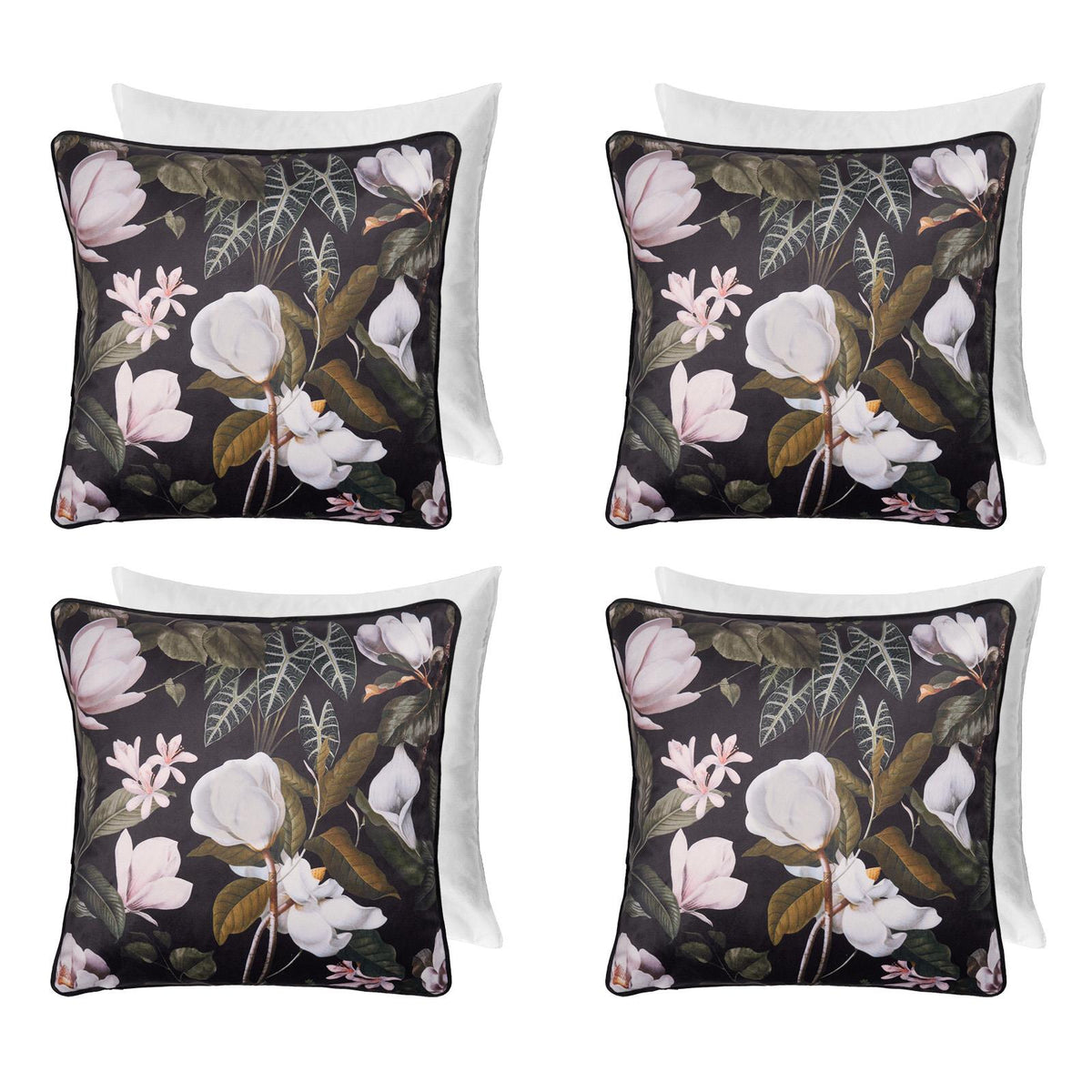 Floral Cushion Covers 2/4 Pack Sofa Couch Chair Filled Plump Seat Pads Decor Set