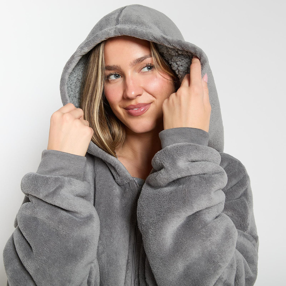 OHS Zip Up Hoodie Blanket Oversized Sherpa Fleece Thermal Sweatshirt Jumper