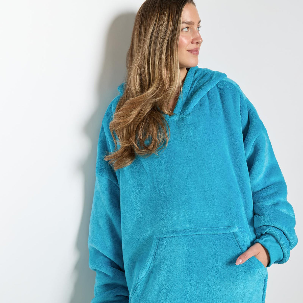OHS Extra Long Hoodie Blanket Oversized Soft Sherpa Fleece Giant Sweatshirt