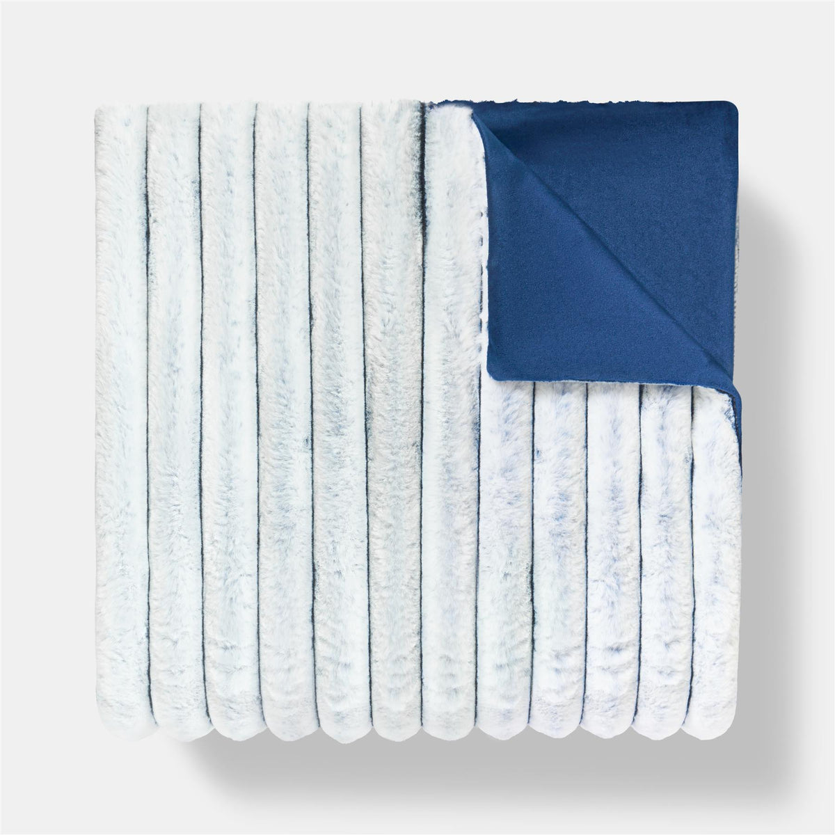 OHS Faux Fur Ribbed Fleece Throw Over Bed Blanket Warm Supersoft