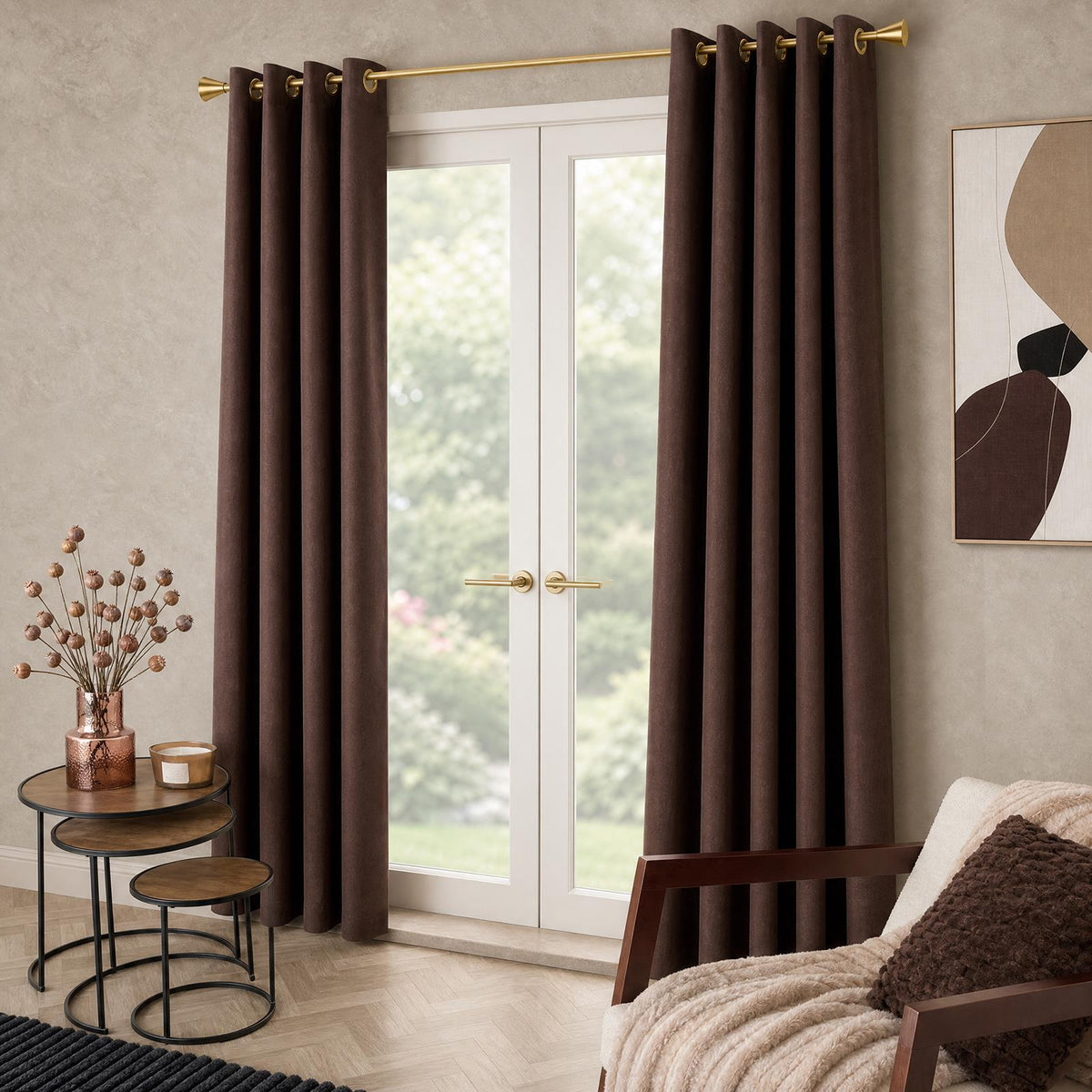 OHS Eyelet Blackout Curtains Woven Ready Made Ring Top Thermal Texture Thick