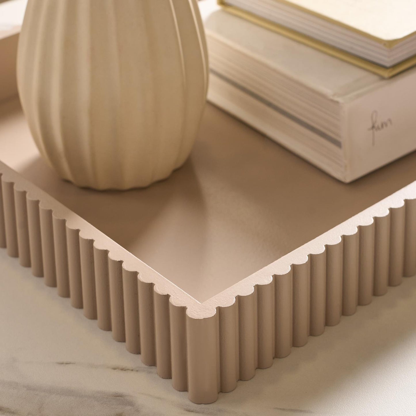 OHS Ribbed Decorative Tray Coffee Table Organiser Countertop Vanity Storage