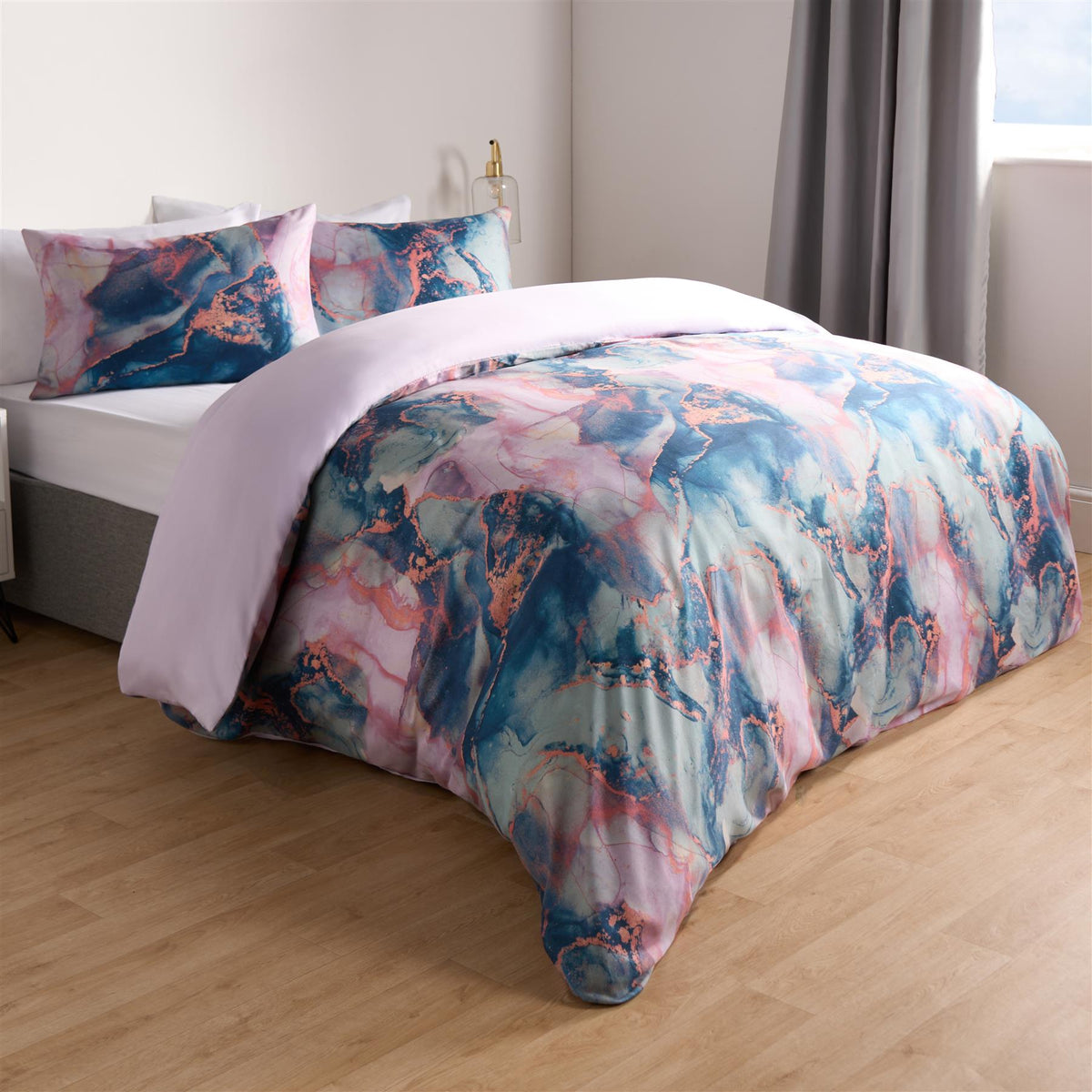 OHS Marble Bedding Set Reversible Duvet Cover with Pillowcase Single Double King