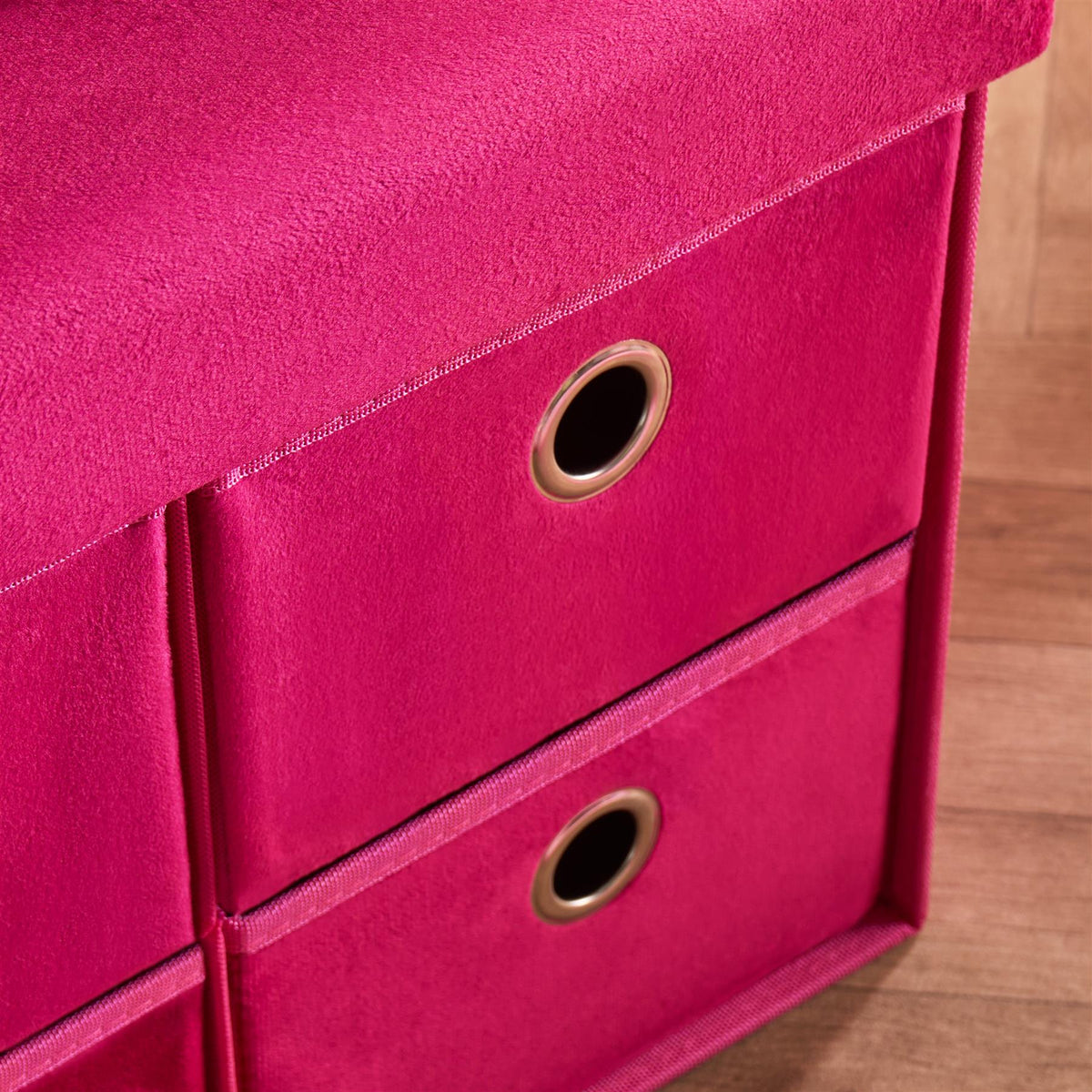 Storage Cube Unit 6 Draw Ottoman Space Saving Velvet Chest Shoe Boucle Organiser