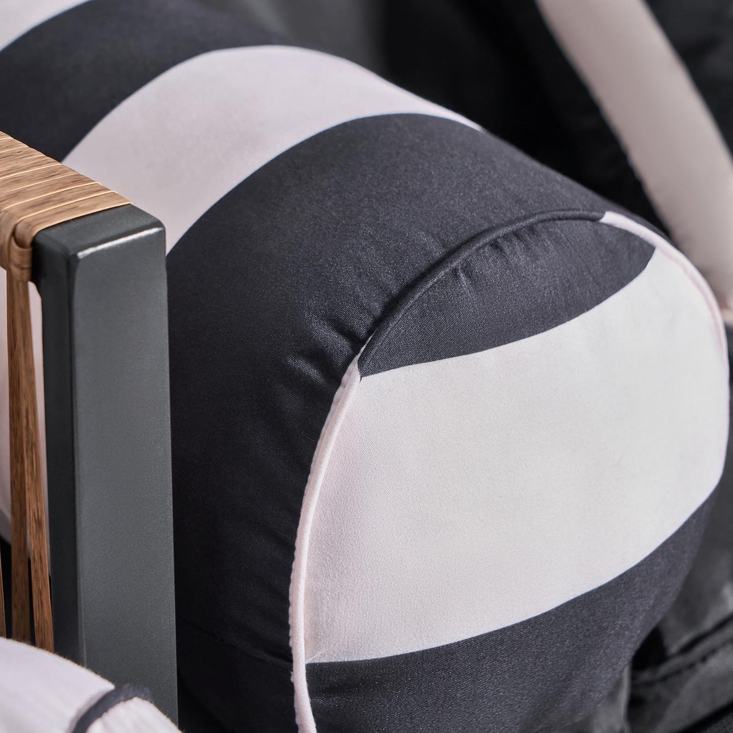 OHS Stripe Garden Bolster Cushion Outdoor Filled Pillow Back Neck Support