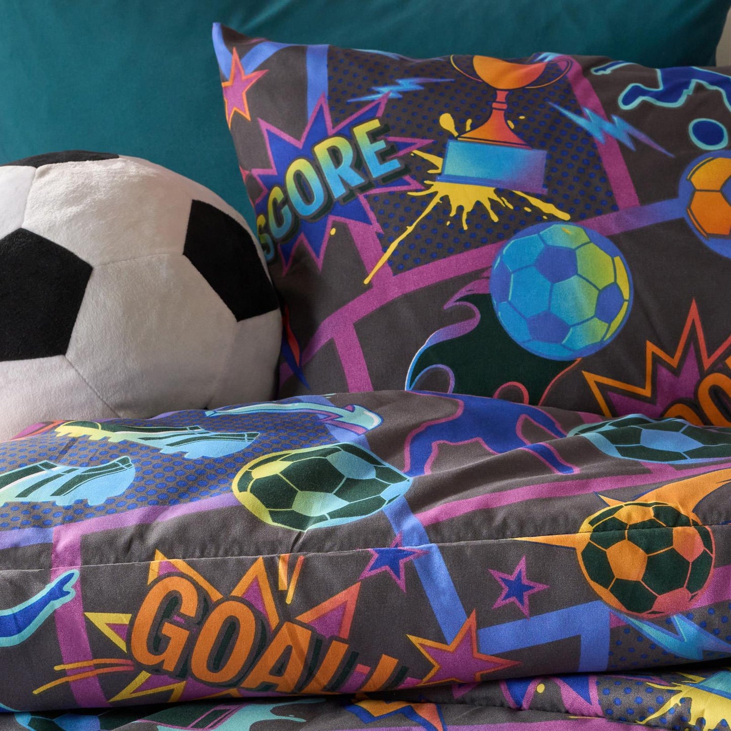 OHS Kids Football Bedding Set with Pillowcase Duvet Cover Coverless 10.5 Tog