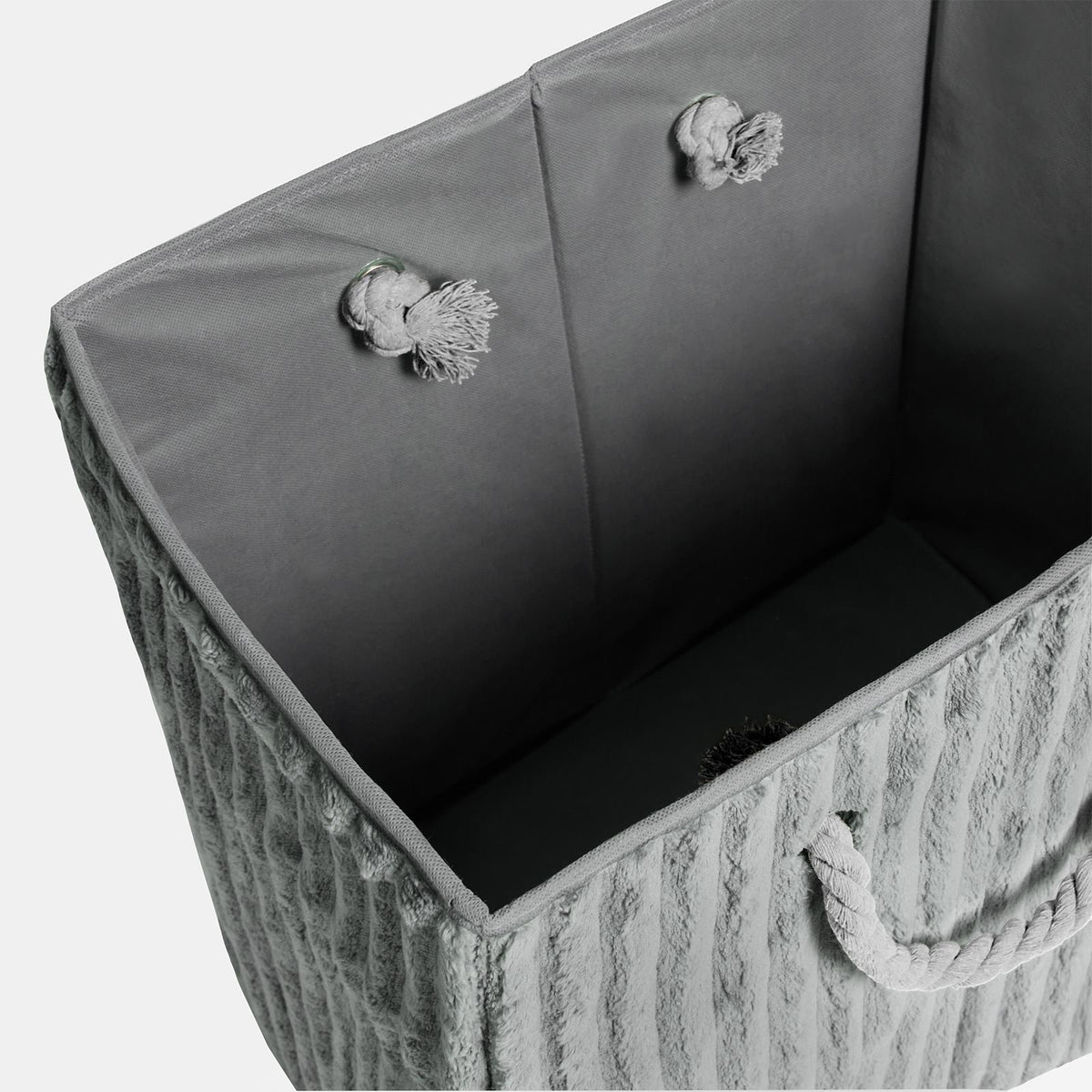 OHS Ribbed Laundry Basket with Lid Foldable Hamper Bag Washing Bin Storage