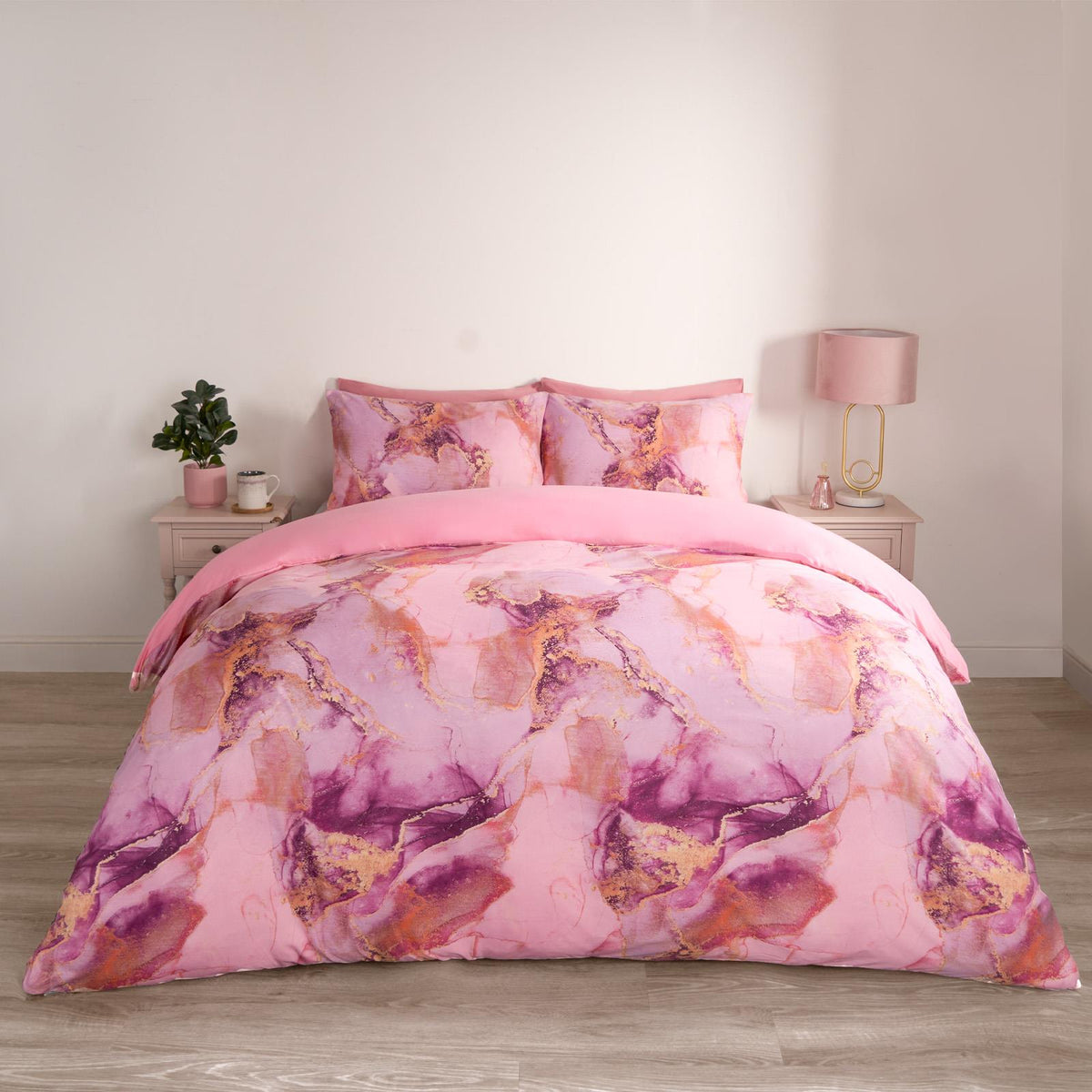 OHS Marble Bedding Set Reversible Duvet Cover with Pillowcase Single Double King