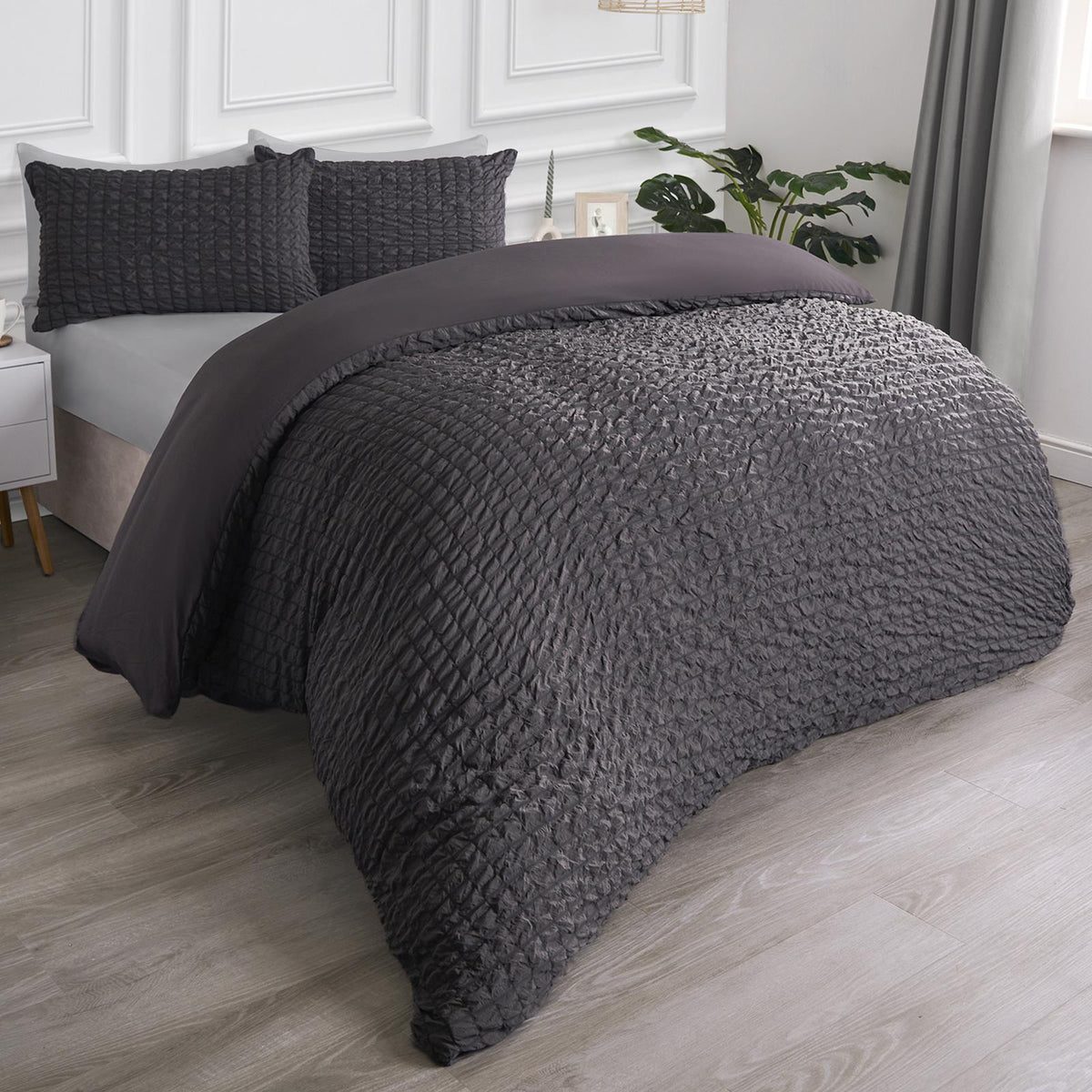 Luxury Seersucker Duvet Cover Set Geo Pillowcase Quilt Bedding Double King Size
