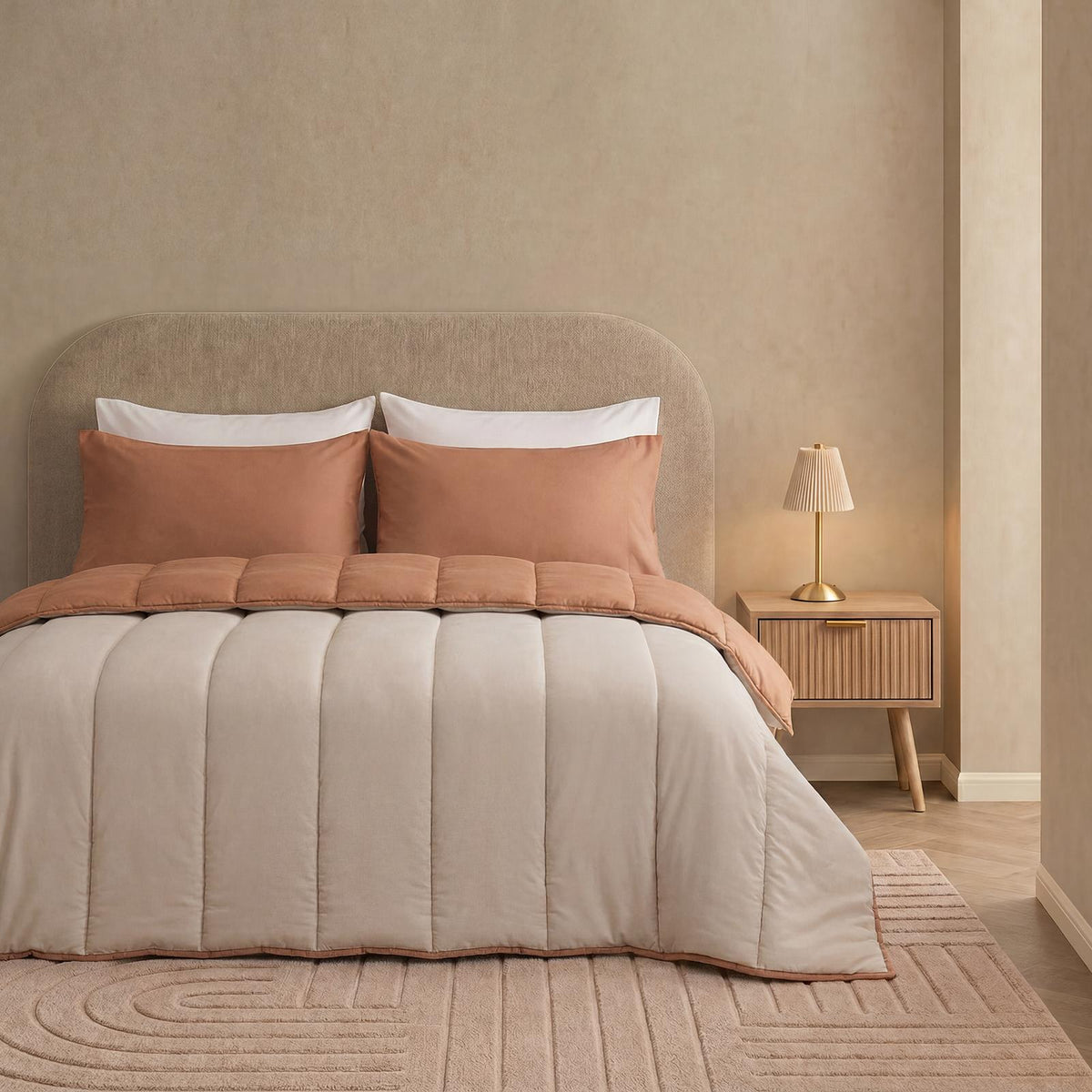 OHS Coverless Duvet & Pillowcase 10.5 Tog Bedding Set Easy Care Reversible