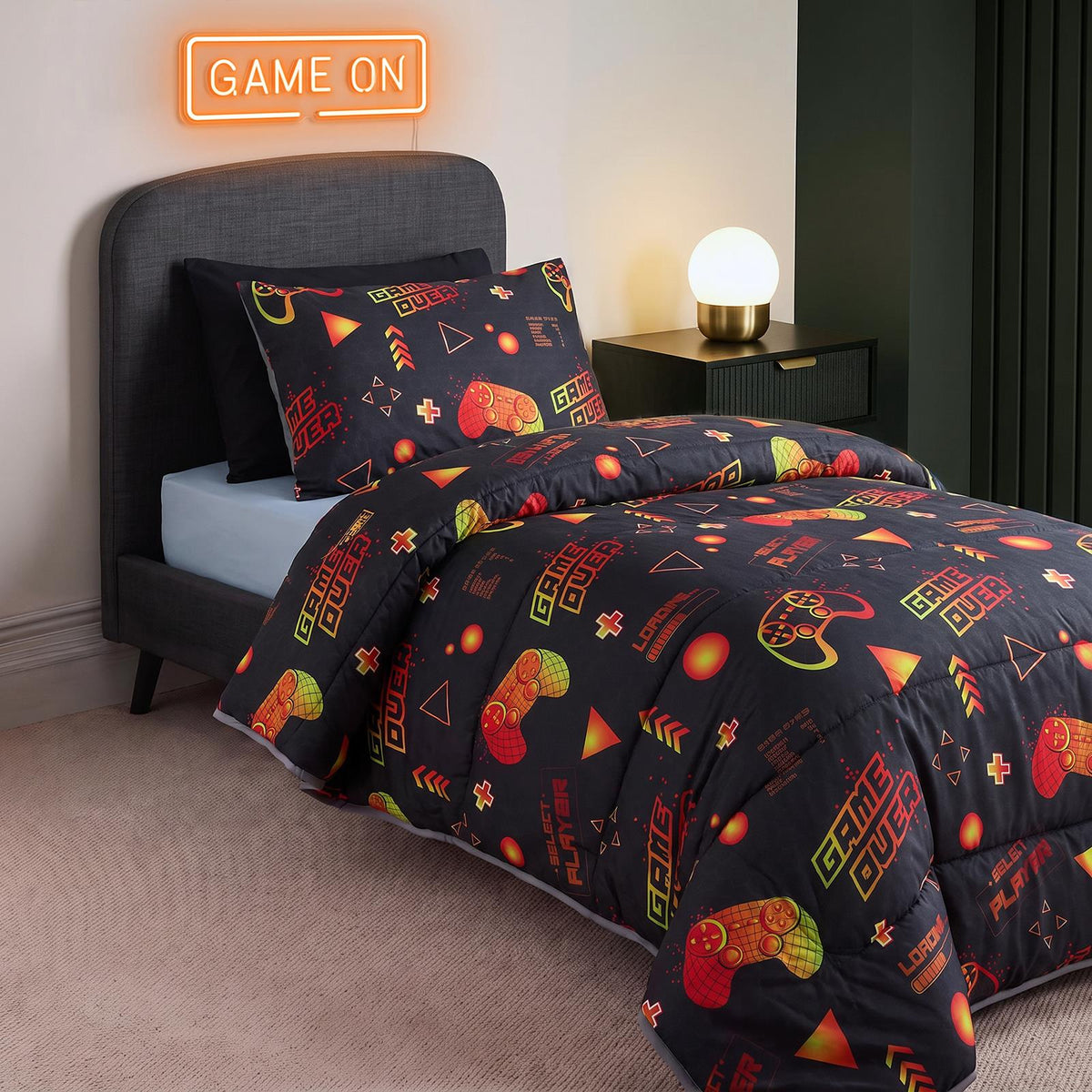OHS Coverless 10.5 Tog Kids Gaming Duvet Pillowcase Quilt Bedding Set