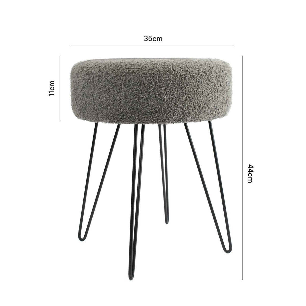Stool Boucle Fleece Chair Dressing Table Vanity Seat Pouffe Home Spa Foot Rest
