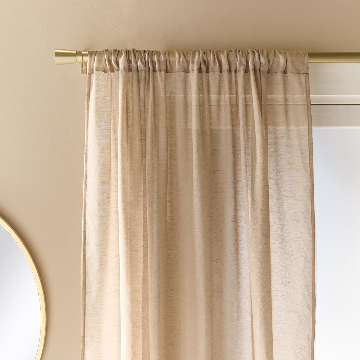 OHS Linen Look Voile Net Curtains 2 Panels Rod Slot Top Pair Home Set 55x87