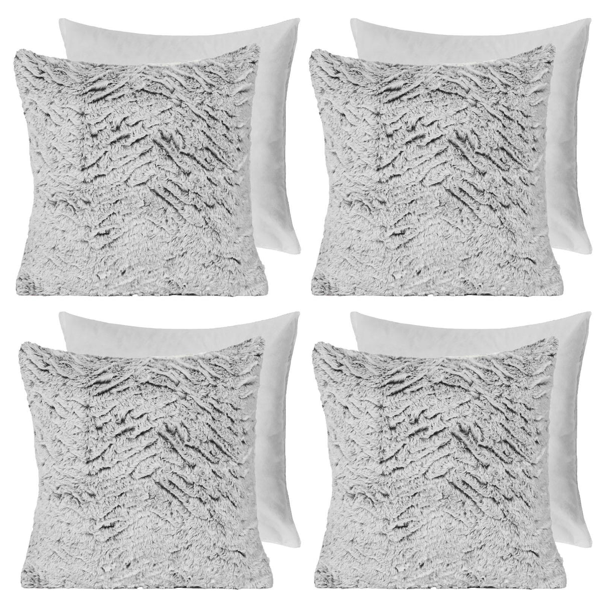 Cushion Covers Faux Fur Fleece Pack of 2/4 Filled Case Pad Two Tone Home Decor