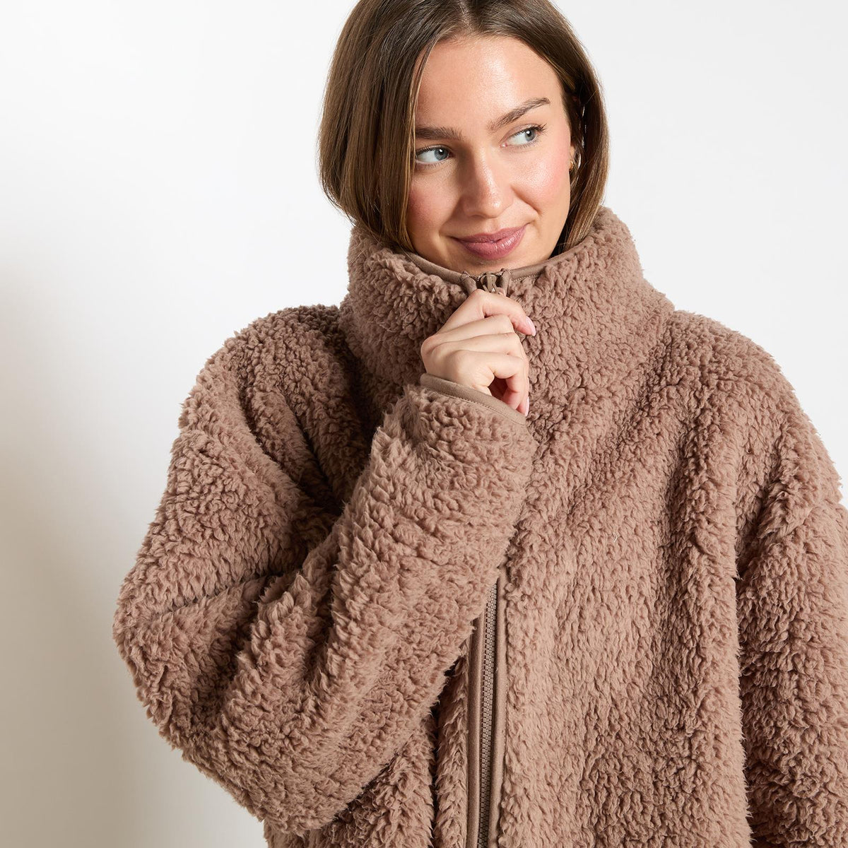 OHS Teddy Fleece Jacket Coat Soft Plush Unisex Warm Outerwear Full Zipper