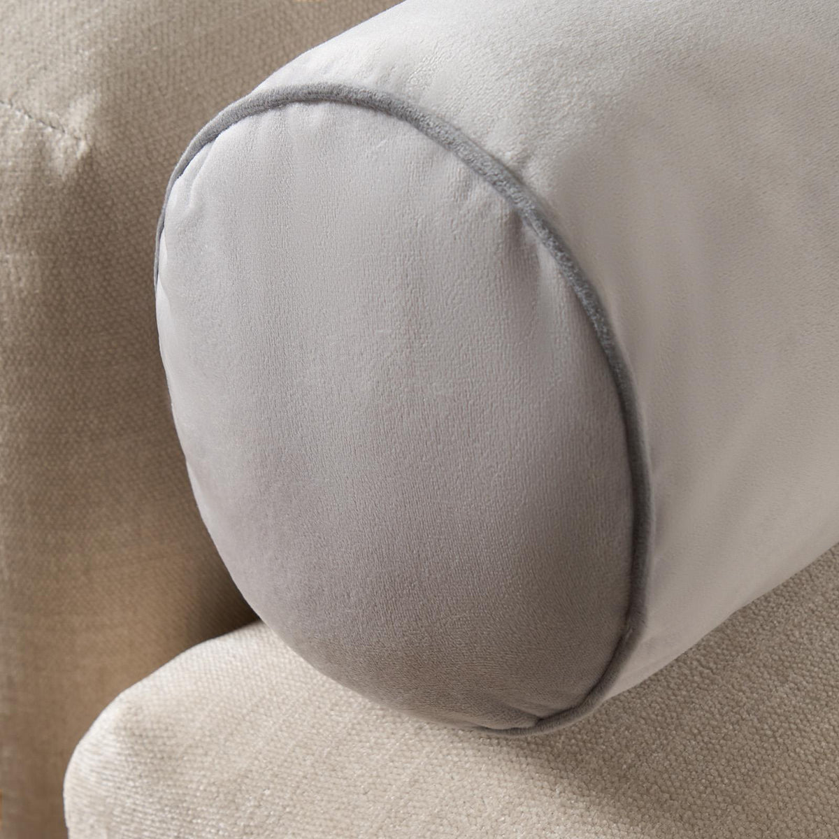 OHS Piped Edge Bolster Cushion Matte Velvet Bedroom Sofa Plump Filled Pillow
