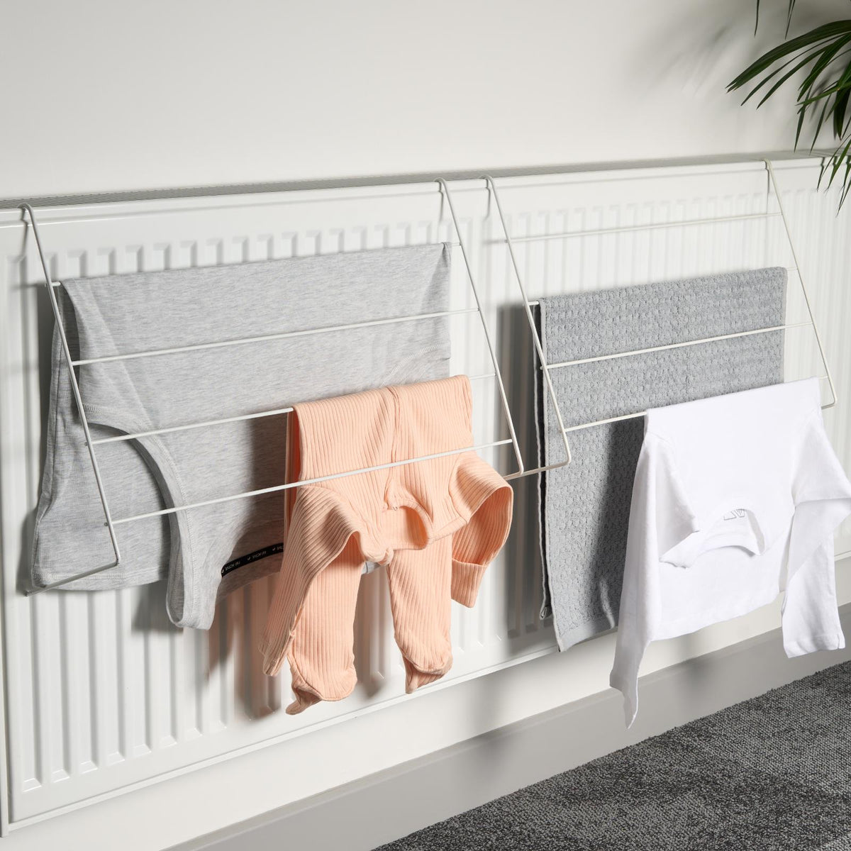 Radiator Drying Rack 2 x Clothing Dryer Organiser Hanger Rail Foldable Storage