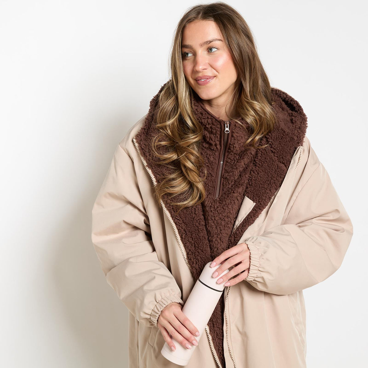 OHS Drying Changing Robe Sherpa Lined Water Resistant Oversize Coat Adults Kids