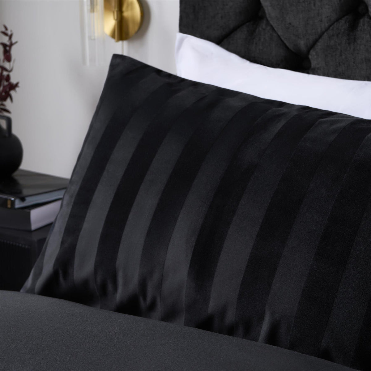 OHS Velvet Stripe Duvet Cover with Pillowcase Cosy Bedding Set