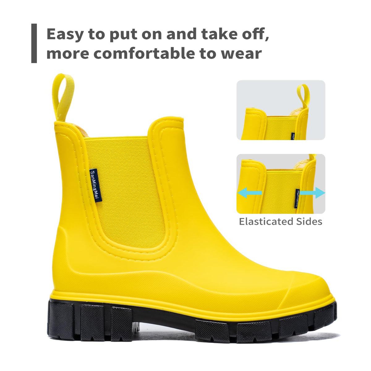 DRECAGE Wellies Boots Women Waterproof Short Chelsea Fashion Ladies Comfortable Rain Boots Outdoors Garden Walking