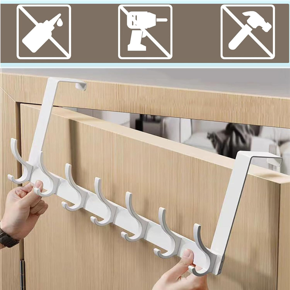 CASPLUS Over Door Hooks, Heavy Duty Over Door Hanger, 12 Door Hooks for Coats, Hats, Bags, Clothes, Towels, White