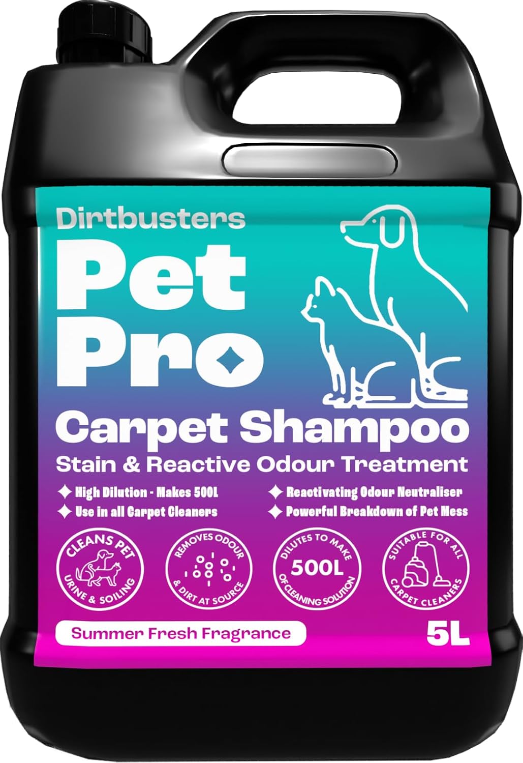Dirtbusters Pet Pro Carpet Cleaner Shampoo Solution, Stain Remover (5L)