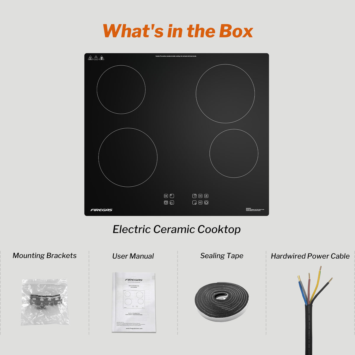 FIREGAS 2 Burner Ceramic Hob,Electric Hob with UK Plug,Built-in & Tabletop