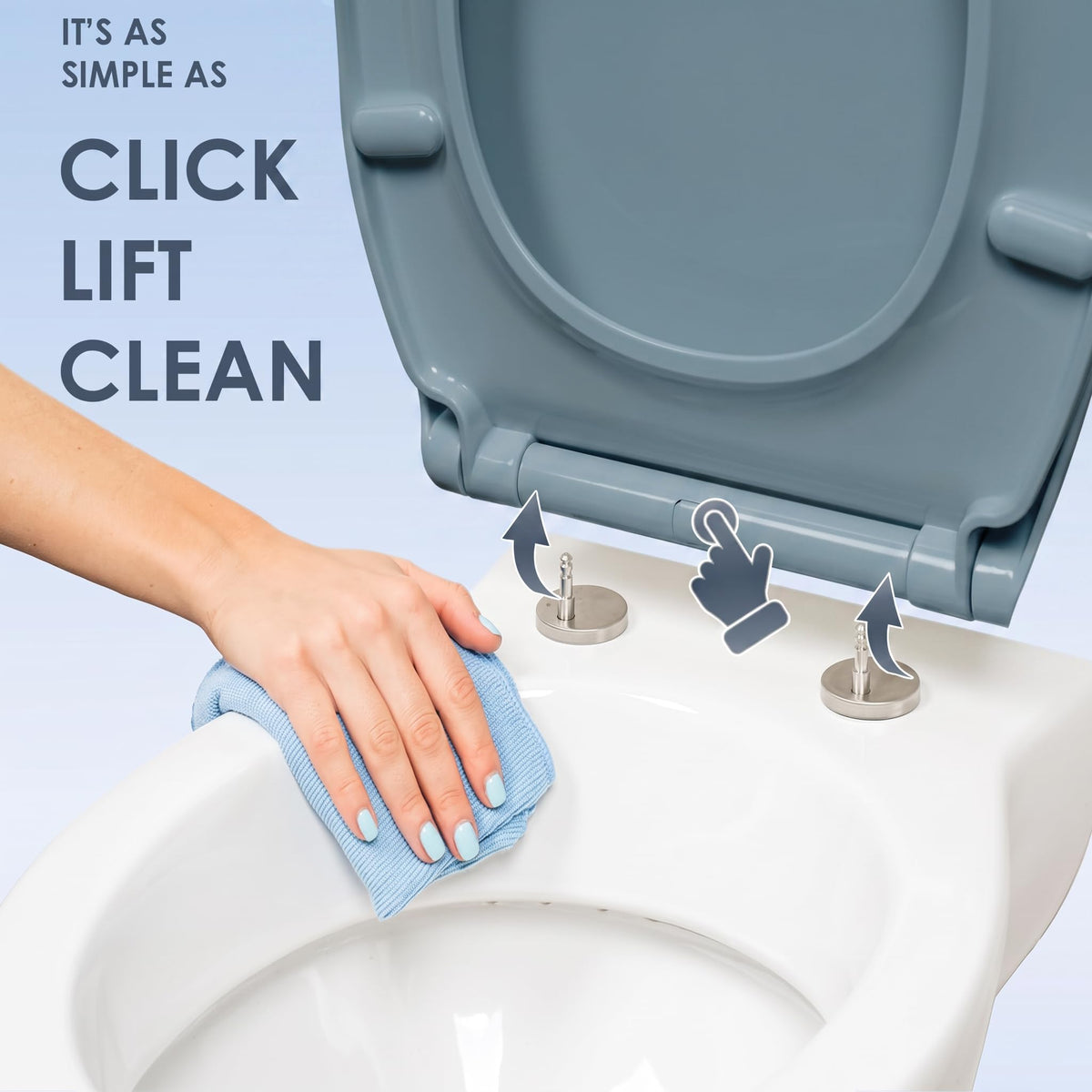 AQUALONA® Premium Thermoplastic Toilet Seat Soft Close Hardwearing Seat with Two Button Hinge Release D Shaped Easy to Clean Simple Installation Top and Bottom Fittings (White - D Shape)