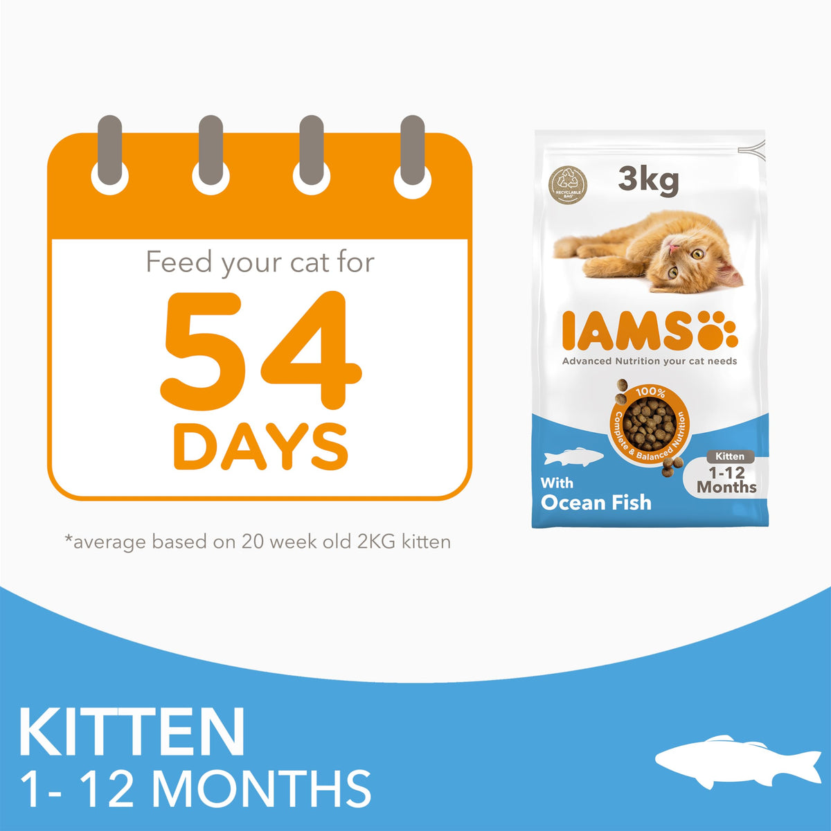 IAMS for Vitality Dry Kitten Food with Fresh Chicken, 3 kg, Packaging may vary