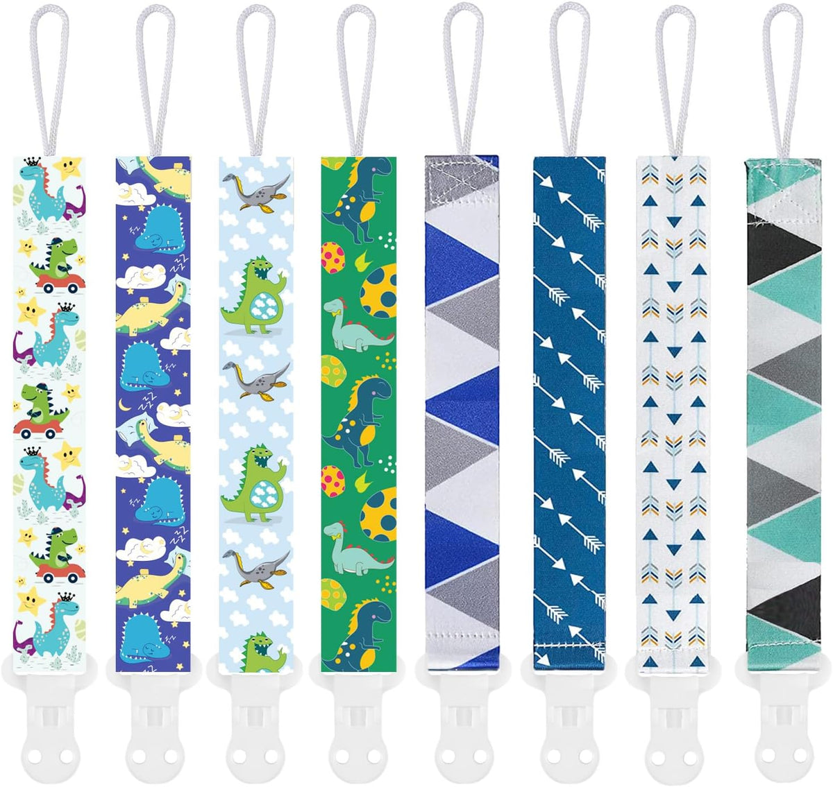 Dummy Clip Boys,8 Pack BPA Free Soother Chain,Pacifier Holder Clips for Teether Toy,Baby Dummy Strap Clip Universal Design Fit All Pacifiers Baby Teething Toys,Newborn Baby Gift