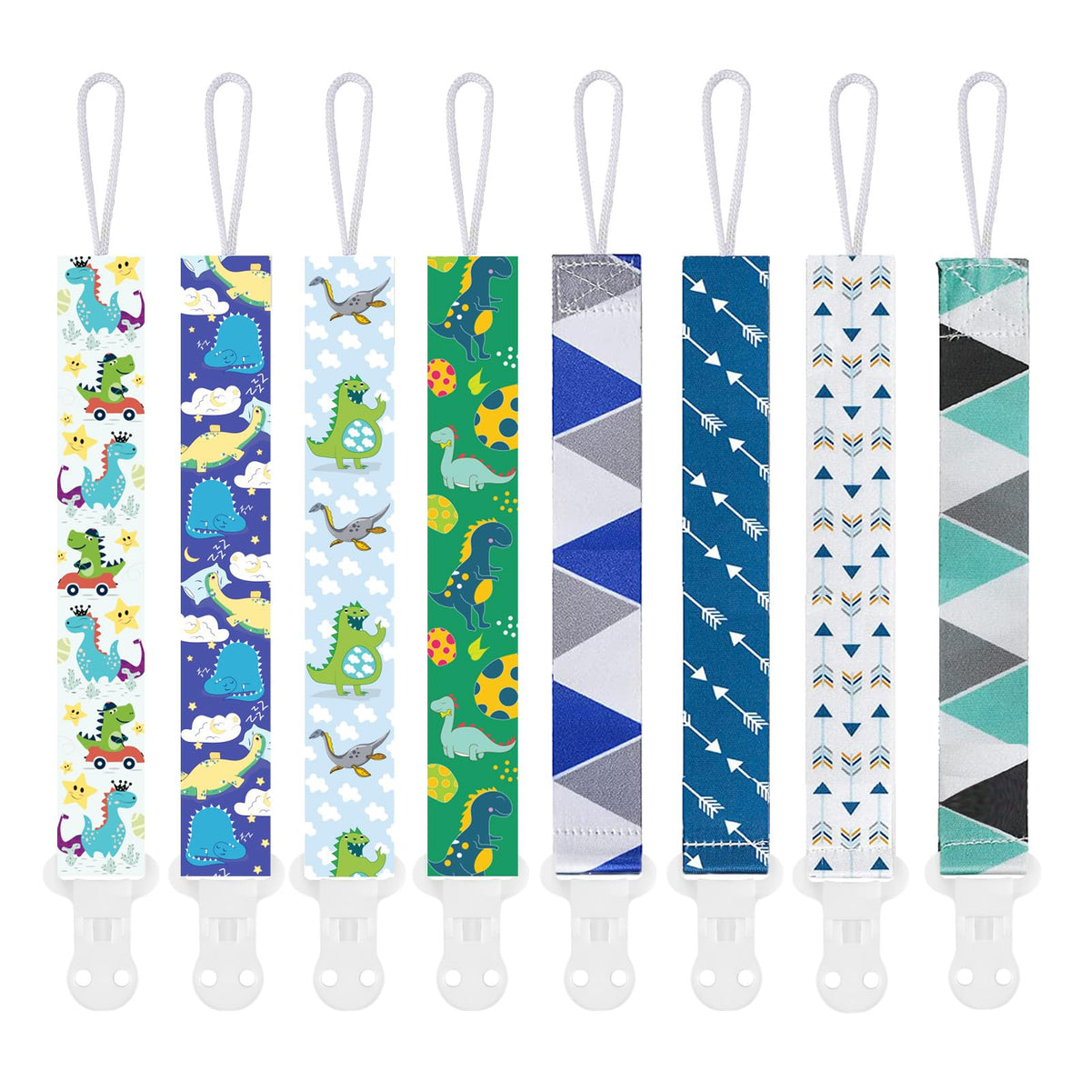 Dummy Clip Boys,8 Pack BPA Free Soother Chain,Pacifier Holder Clips for Teether Toy,Baby Dummy Strap Clip Universal Design Fit All Pacifiers Baby Teething Toys,Newborn Baby Gift