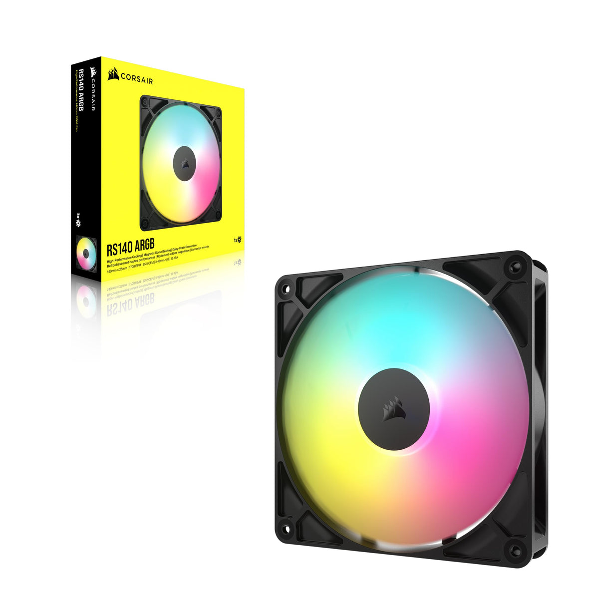 CORSAIR RS120 ARGB 120mm PWM Fans – Daisy-Chain Connection – Low-Noise – Magnetic Dome Bearing – Triple Pack – White