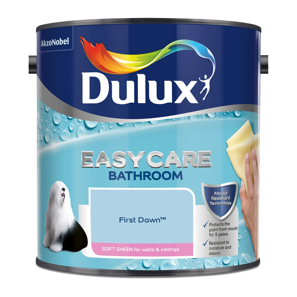 Dulux 5275836 Easycare Bathroom Soft Sheen Emulsion Paint For Walls And Ceilings - Mossy Stone 2.5L