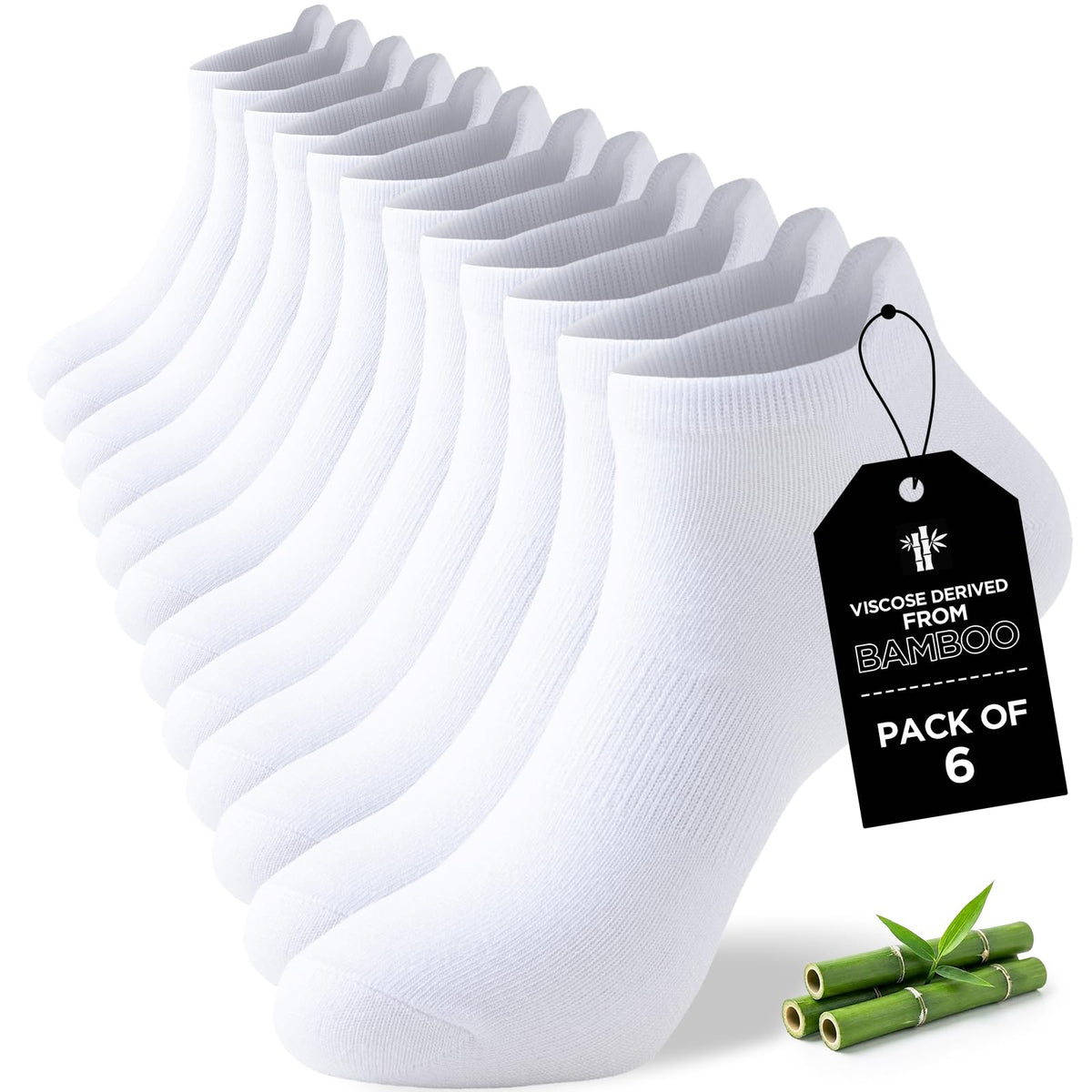 Niorasen Bamboo Trainer Socks for Men & Women, 6 Pairs, Low Cut