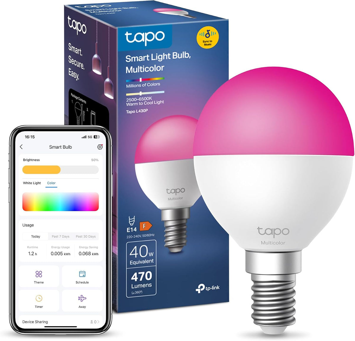 Tapo L430P E14 Smart Bulb P45 Multicolour LED Light Bulb