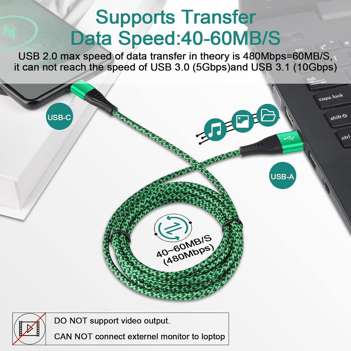 USB C Cable, 6FT/4Pack USB A to USB C Charge Lead Fast Charge Cord