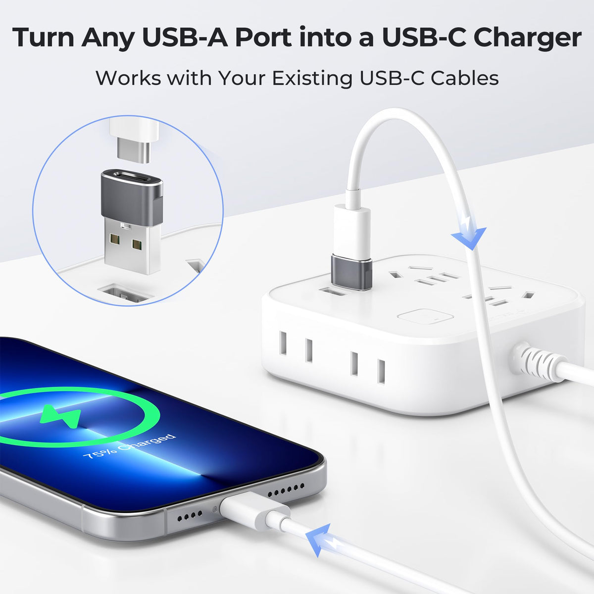 BASESAILOR USB to USB C Adapter,USBC Female to USB A Male Adapter 3Pack