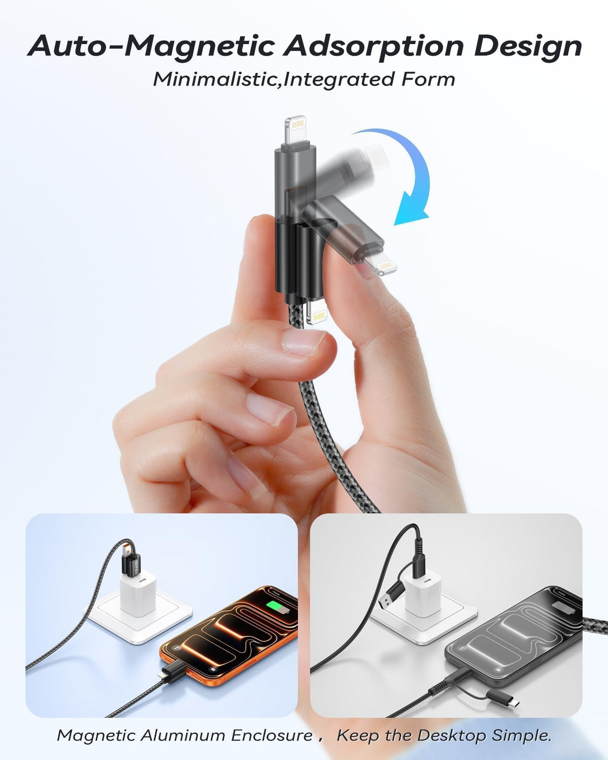 RAVIAD Multi Charger Cable, 3 in 1 Charger Cable 3A USB Fast Charging Cord