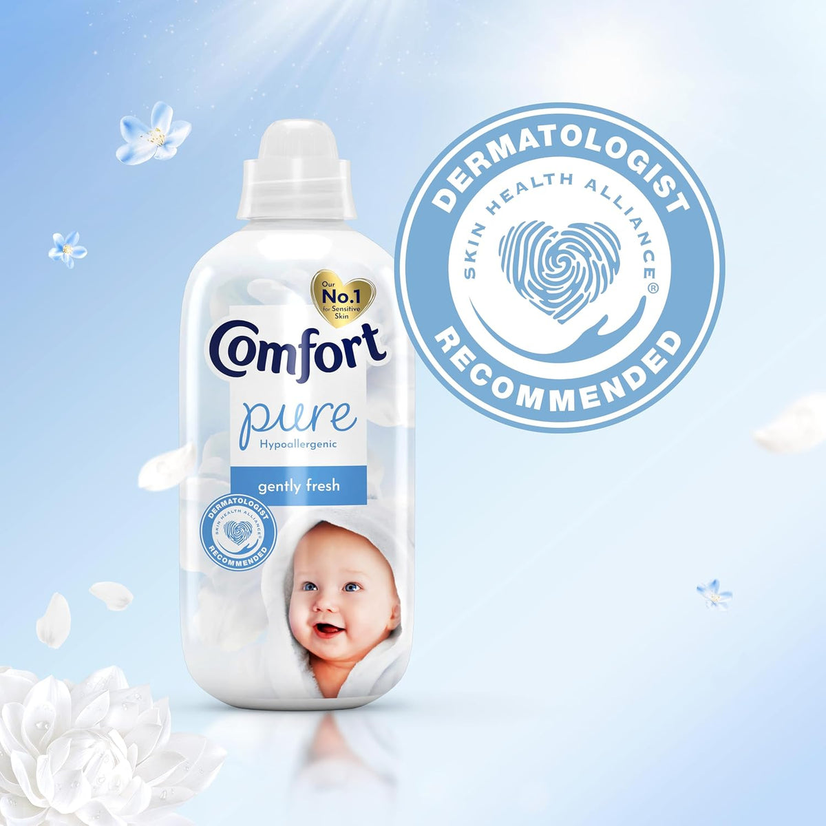 Comfort Pure Fabric Conditioner Dermatologist-Recommended and Hypoallergenic with a Gently Fresh Fragrance 31 washes (930 ml)