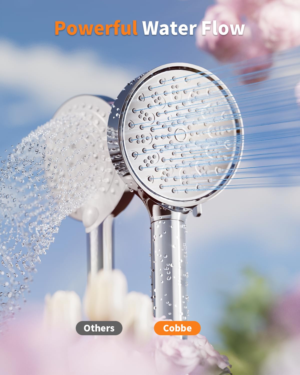 Cobbe Hard Water Filter Shower Head with 1.5m Hose and Holder
