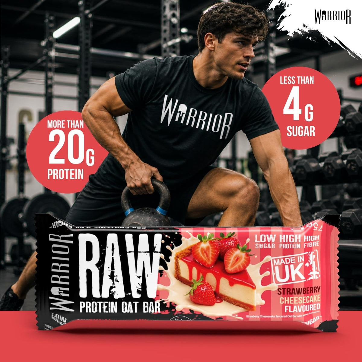 Warrior RAW Protein Bars 12 x 75g High Protein Oat Flapjack Snack