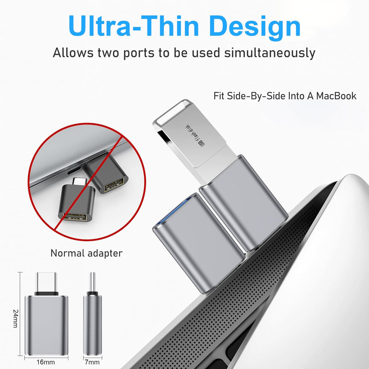 4Pack USB C to USB 3.0 Adapter(2Pack)& USB 2.0 to USB C Adapter(2Pack), 5Gbps SuperSpeed Data Transfer and Charge USB Converter Compatible with iPhone16 15 Laptop Samsung