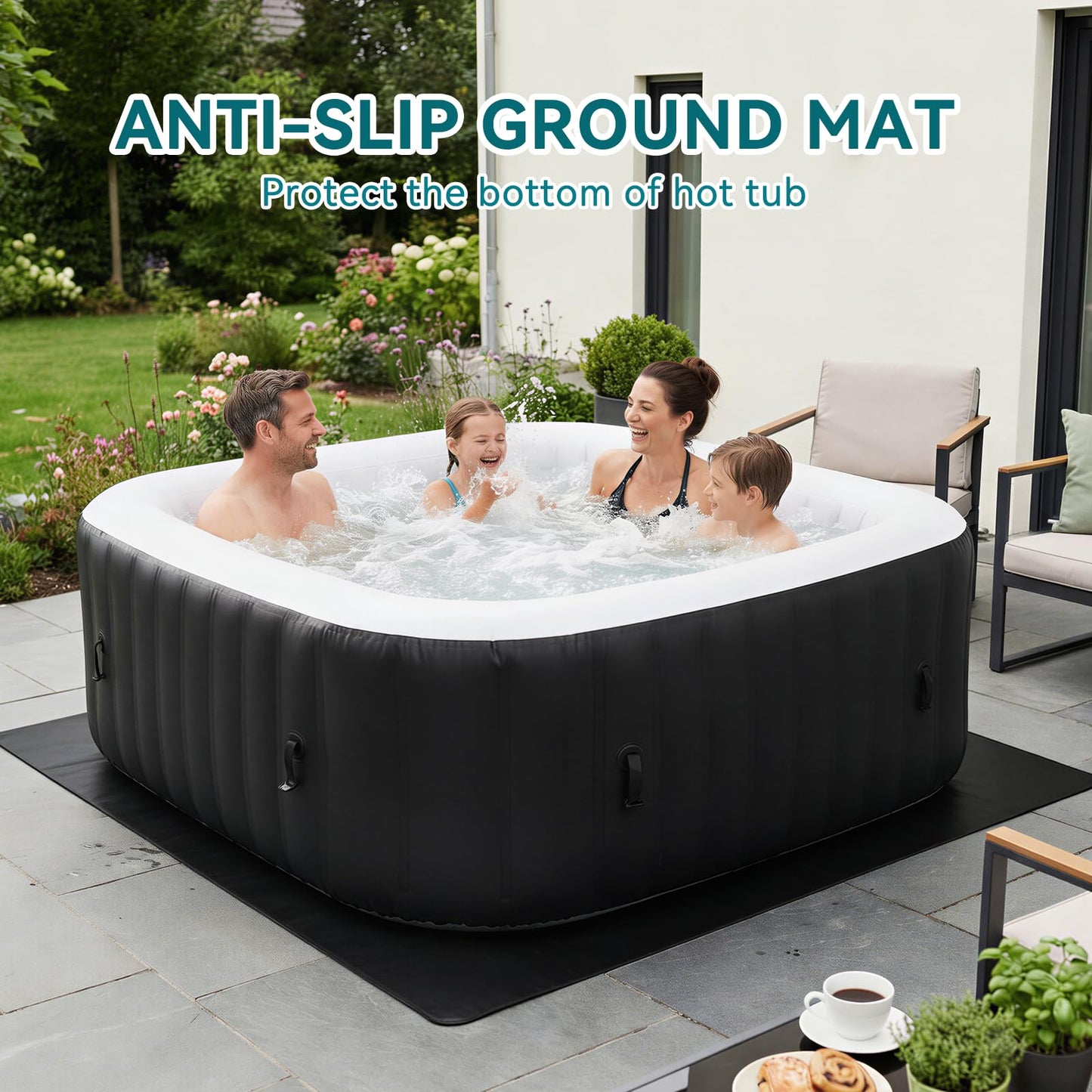 Inflatable Hot Tub 185X185CM, 60% More Energy Efficient, Portable Lazy Spa with 1800W Heater & 130 Air Jets Massage System, Fits Small Bathroom & Garden, Includes Insulated Cover & Filter