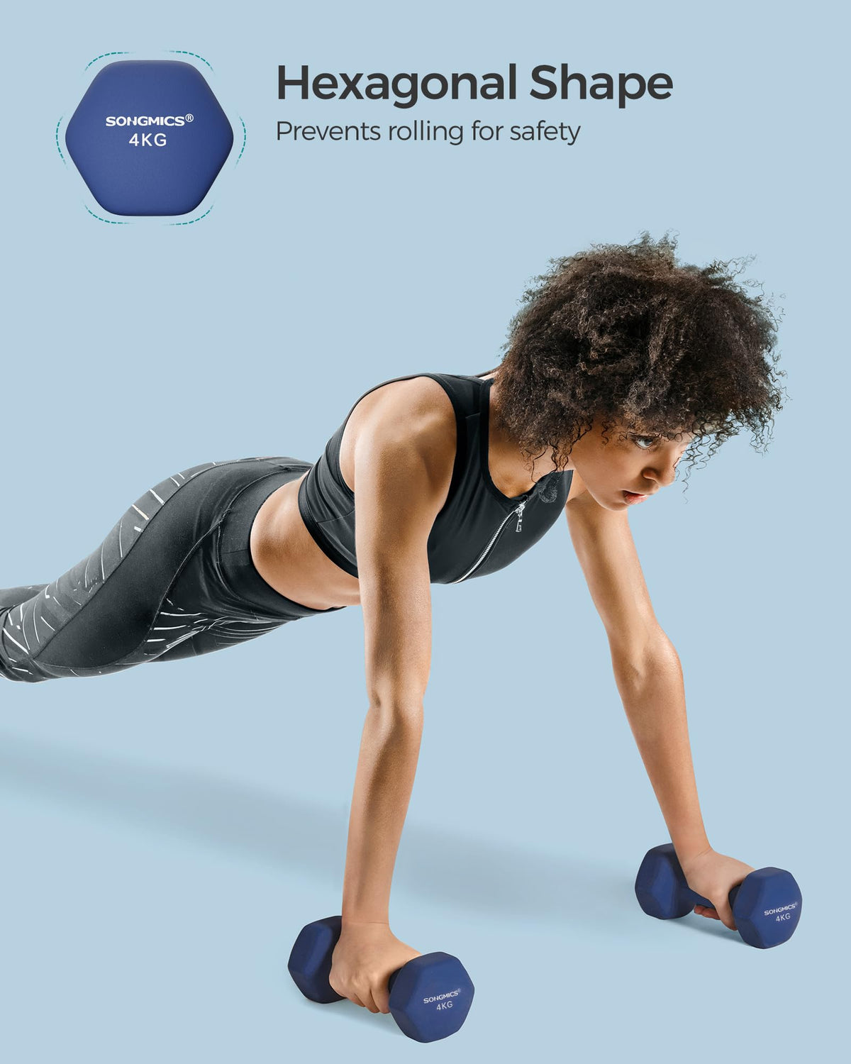 SONGMICS Set of 2 Hex Dumbbells with Neoprene Coating for Strength Training, Fitness, Home Workout